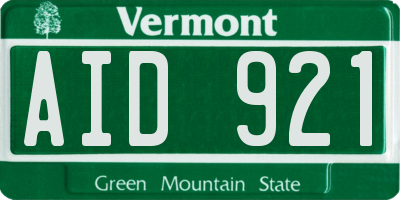 VT license plate AID921