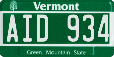 VT license plate AID934