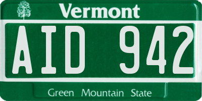 VT license plate AID942