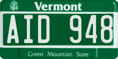 VT license plate AID948