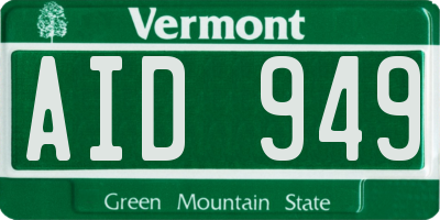 VT license plate AID949