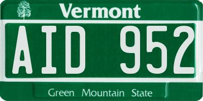 VT license plate AID952