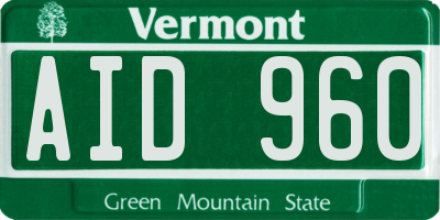 VT license plate AID960