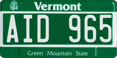 VT license plate AID965