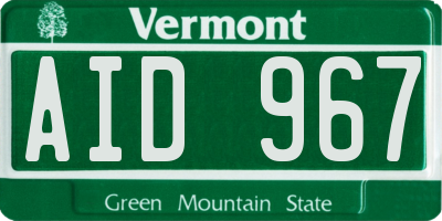 VT license plate AID967