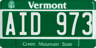 VT license plate AID973
