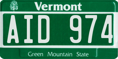 VT license plate AID974