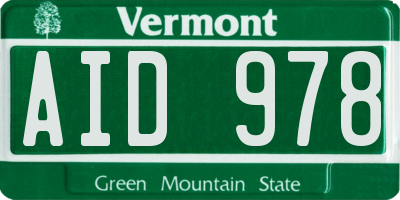 VT license plate AID978