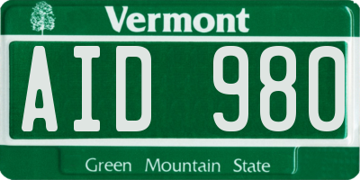 VT license plate AID980