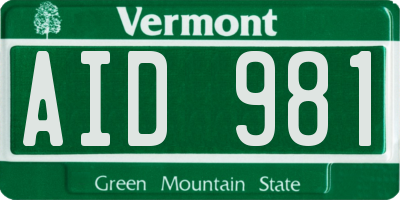 VT license plate AID981