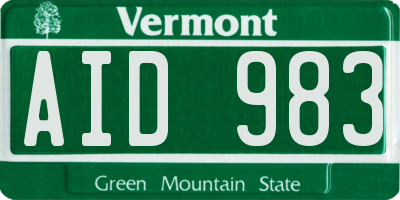VT license plate AID983