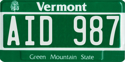 VT license plate AID987
