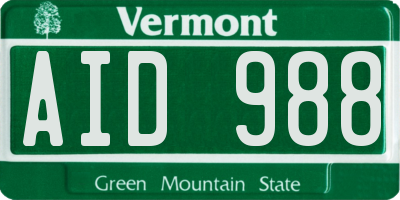 VT license plate AID988