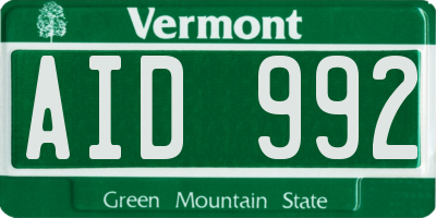 VT license plate AID992