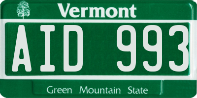 VT license plate AID993