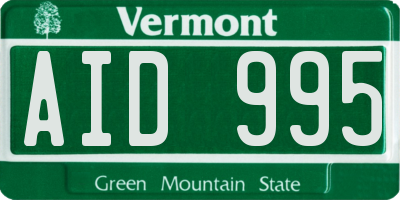 VT license plate AID995