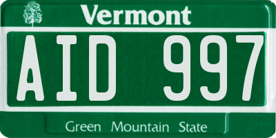 VT license plate AID997