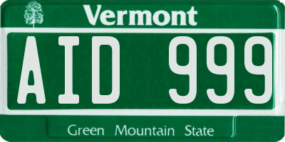 VT license plate AID999
