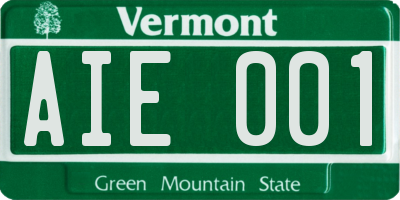VT license plate AIE001
