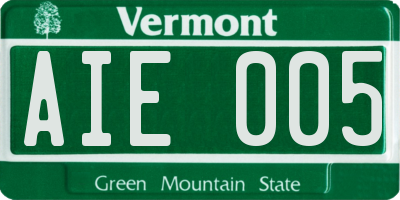 VT license plate AIE005