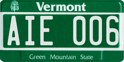 VT license plate AIE006