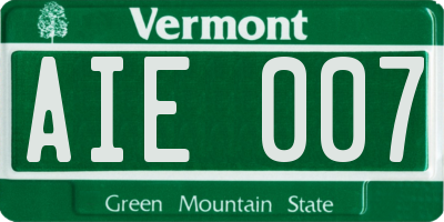 VT license plate AIE007