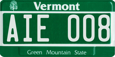 VT license plate AIE008
