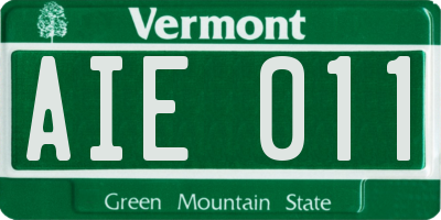 VT license plate AIE011