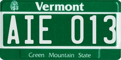 VT license plate AIE013