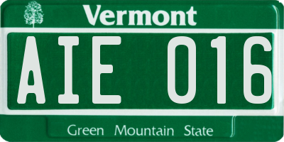 VT license plate AIE016