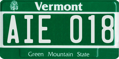 VT license plate AIE018