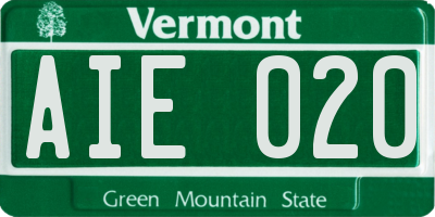 VT license plate AIE020