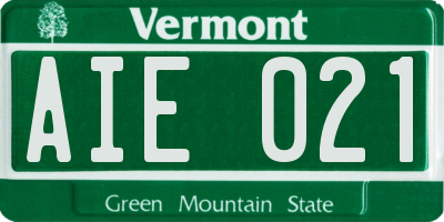 VT license plate AIE021