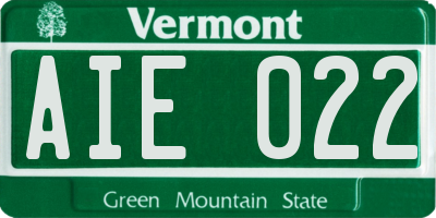 VT license plate AIE022