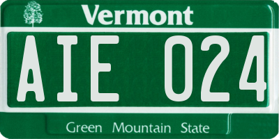 VT license plate AIE024