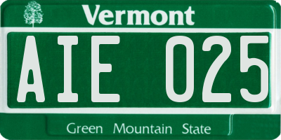 VT license plate AIE025