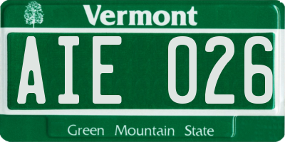 VT license plate AIE026