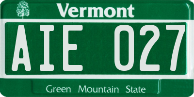 VT license plate AIE027