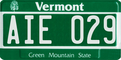 VT license plate AIE029