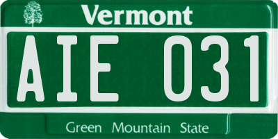VT license plate AIE031