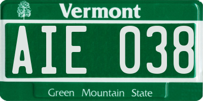 VT license plate AIE038