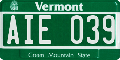 VT license plate AIE039