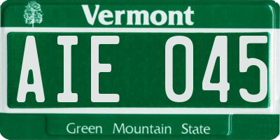 VT license plate AIE045
