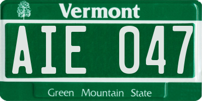 VT license plate AIE047