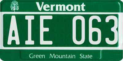 VT license plate AIE063