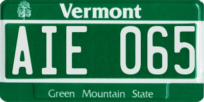 VT license plate AIE065