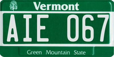 VT license plate AIE067