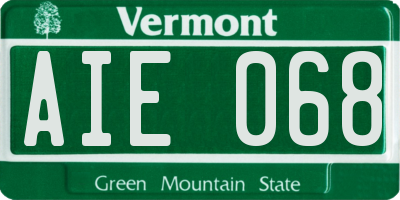 VT license plate AIE068