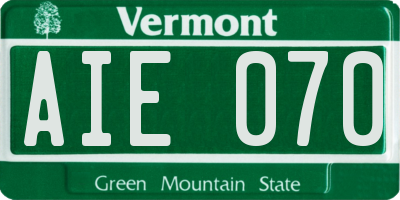 VT license plate AIE070