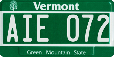 VT license plate AIE072